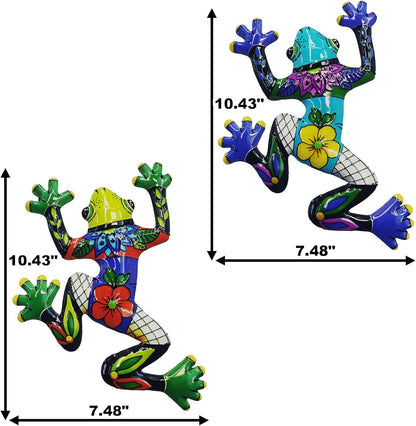 John's Studio 2Pcs Metal Frog Wall Decor Outdoor Garden Hanging Art Sculptures Home Ocean Theme