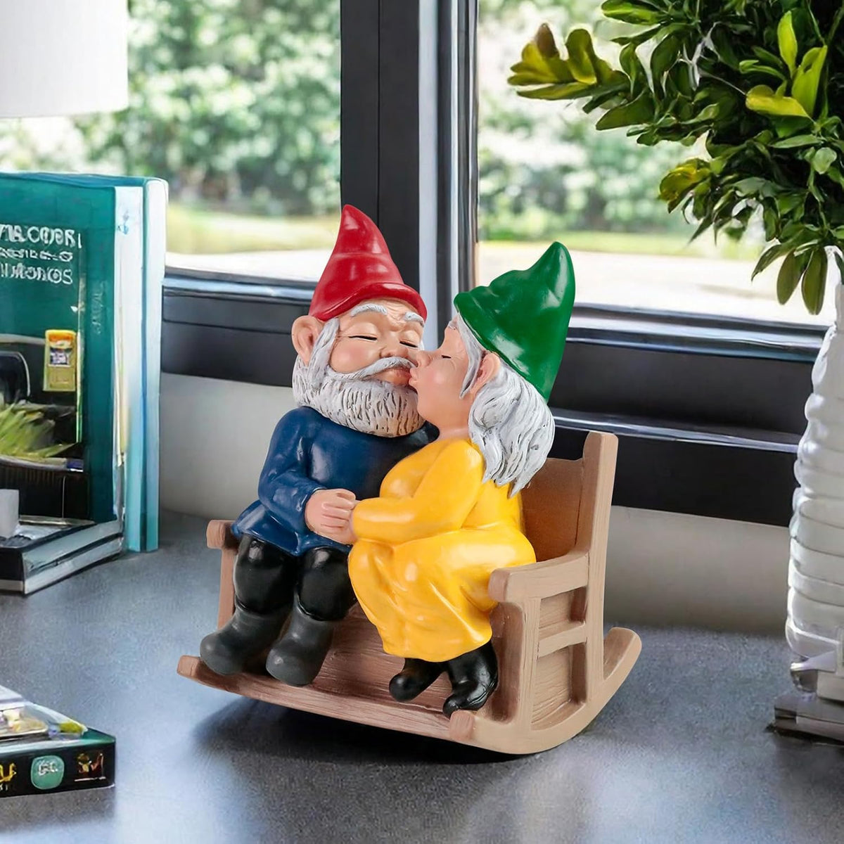 Kiss Garden Gnome Statue Couple in Love Collectible Figurine Mr and Mrs Gnome Sculpture Romantic