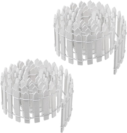 2pcs Mini Picket Fence, 34in Long Wooden Decorative Picket, Micro Landscape Little Ornaments for