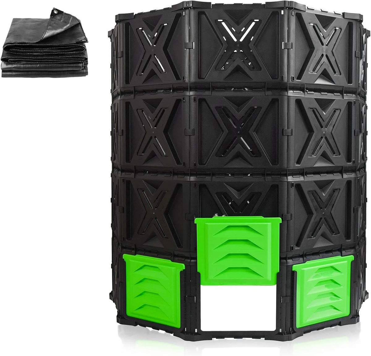 SQUEEZE master XXL Large Compost Bin Outdoor- 720L /190 Gallon-Easy Assembly-No Screws-Sturdy&