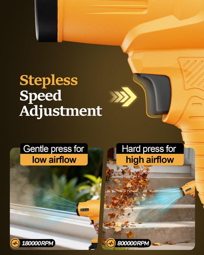 Electric Leaf Blower Cordless,800000RPM Adjustable Gear Handheld Leaf Blower with 2 * 4.0Ah