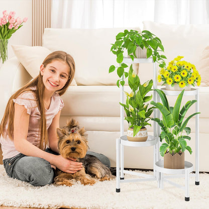 iDavosic.ly Plant Stand Indoor Outdoor, 4 Tier Corner Metal Flower Display Holder Shelf, Folding