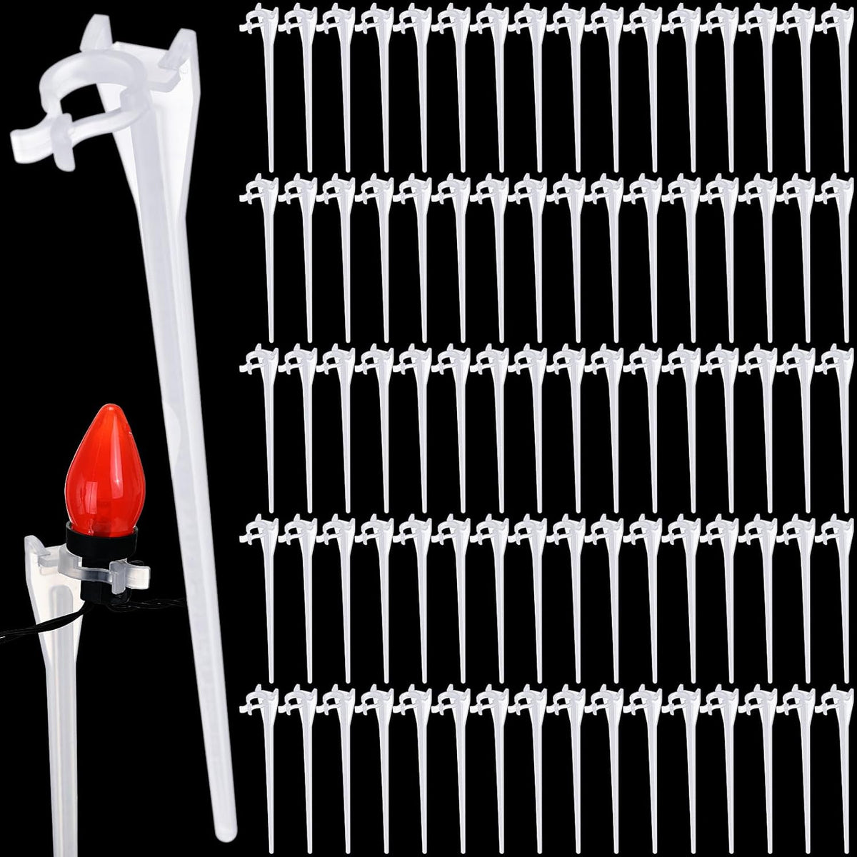 Jetec 400 Pieces Christmas Light Stakes Universal Yard Lawn Holiday 7.5 Inches Light Ground Stakes