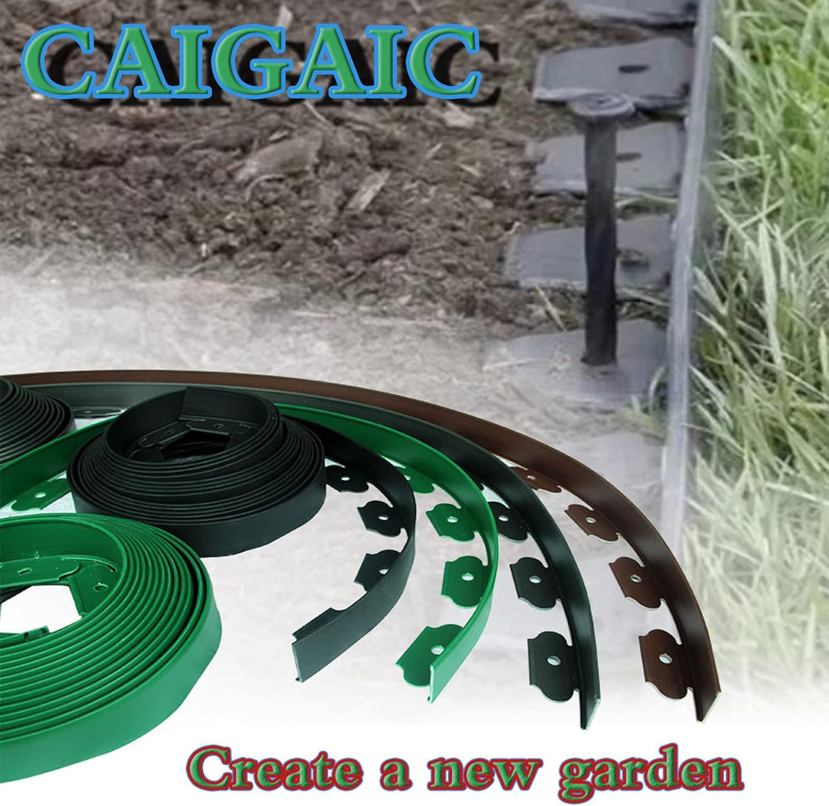 Landscape Spikes 50 Pack,8 Inch Spiral Plastic Garden Landscape Anchoring Spikes for Paver Edging