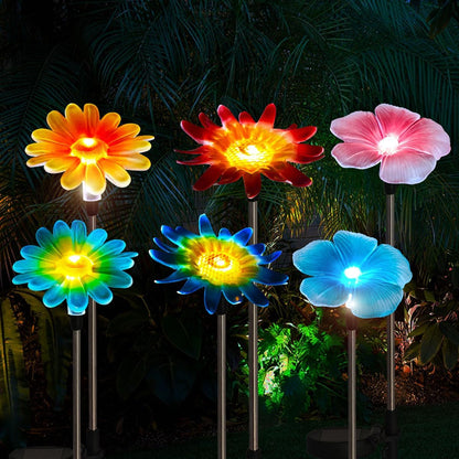 EiGreen 6 Pack Solar Garden Lights Outdoor Decor,Stake Yard Figurine Colorful Flower Light