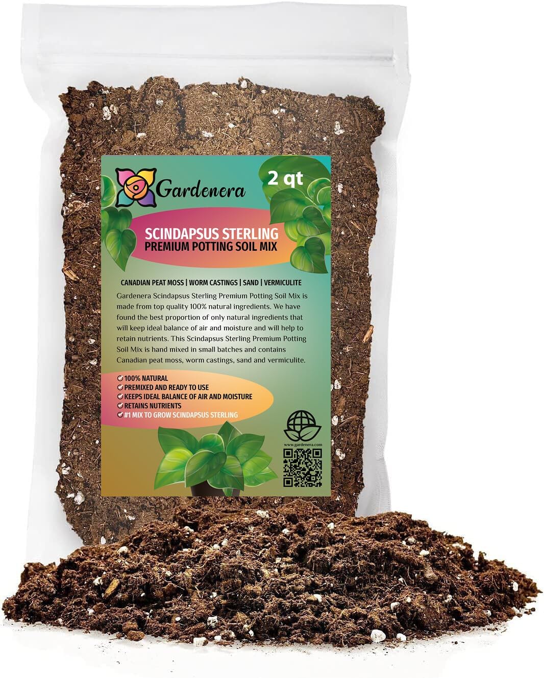Elevate Your Space with Gardenera's Organic Potting Mix - Tailored for Thriving Scindapsus Sterling