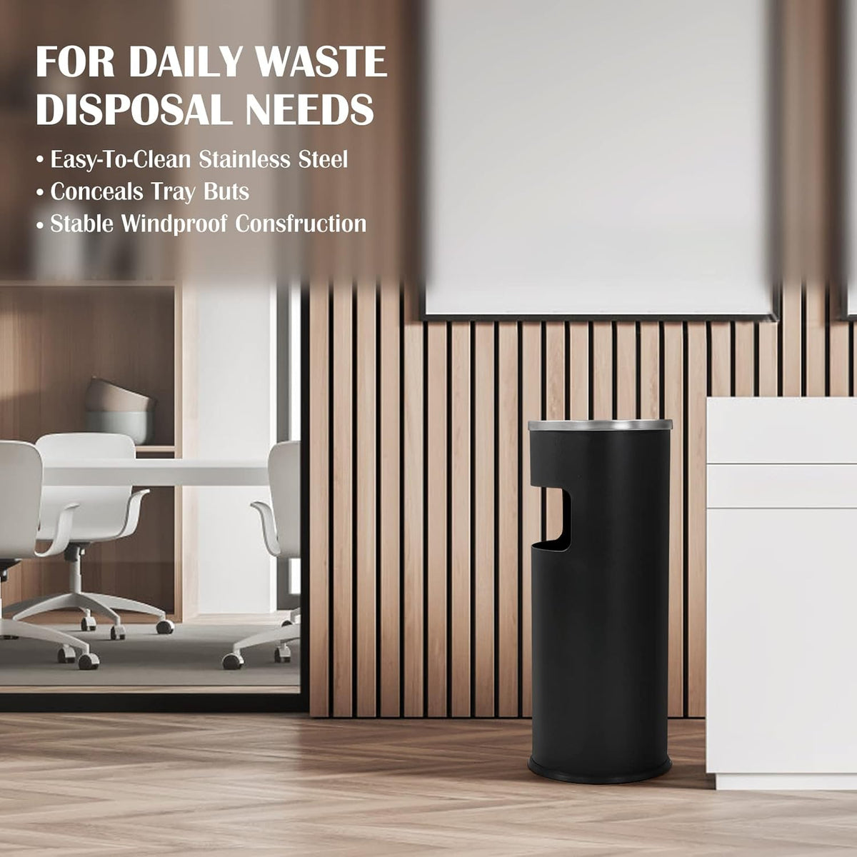 Trash Can Outdoor Waste Container Round Stainless Steel Trash Can with Removable Inner Bucket for