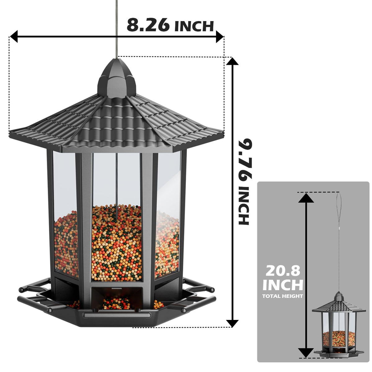 Birdream 2 Pack Bird Feeders for Outdoor Hanging, Retro Pagoda Design Fun Installation Bird Feeder