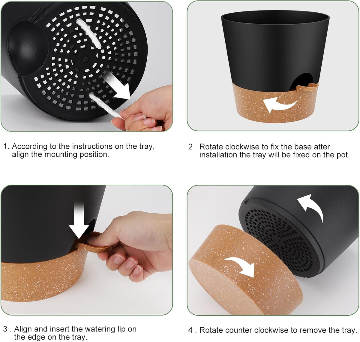 10-Inch Plant Pots, Self-Watering Planters with Drainage Holes & Saucers for Indoor and Outdoor