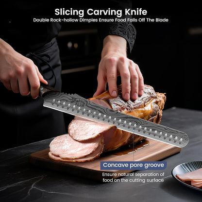Brisket Slicing Knife Set, Carving and Boning Knife for Meat & Turkey Cutting, Japanese Style High