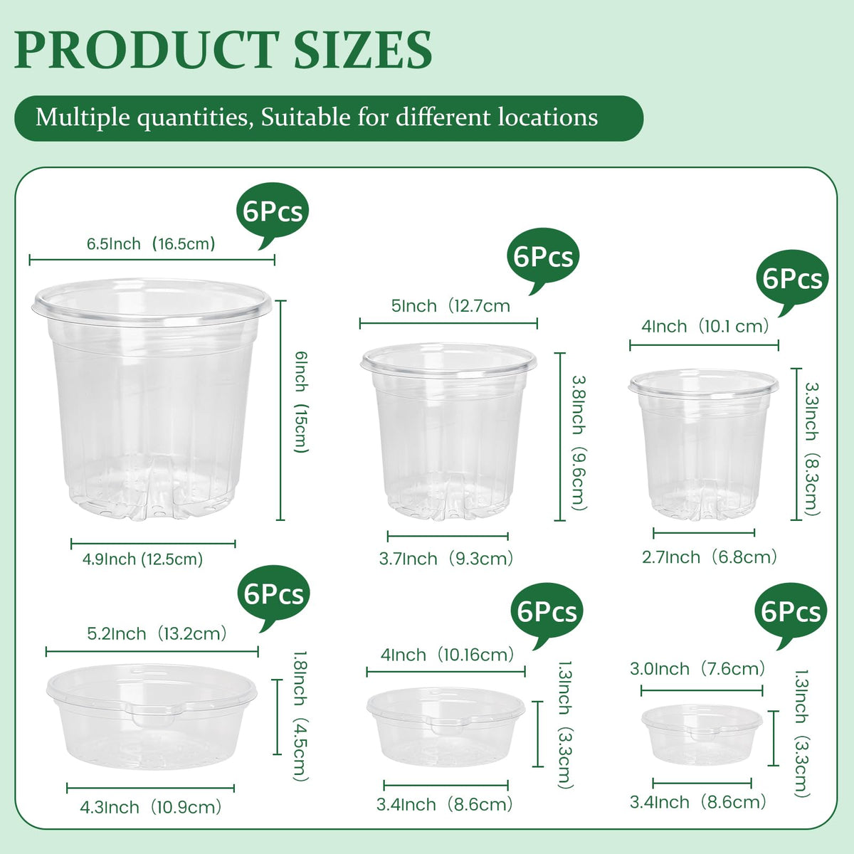 Bluepro Self Watering Pots for Indoor Plants, 4/5/6.5 Inch, 18-Pack