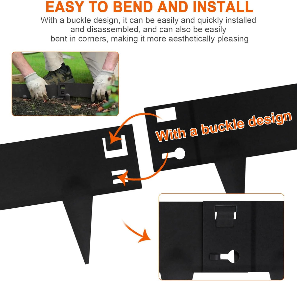 Metal Landscape Edging 42 Inch Strips, Steel Landscape Edging 6.3 Inch Depth, 6 Pack Hammer in