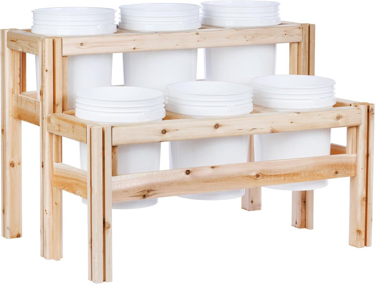 Greenes Fence Two-Tiers Six Bucket Elevated Cedar Wood Garden Frame, 43 in. x 30 in. x 30 in.
