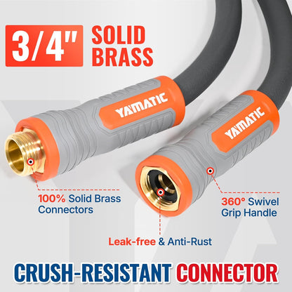YAMATIC Heavy Duty Garden Hose 5/8 in x 60 ft with Swivel Handle, Super Flexible Water Hose