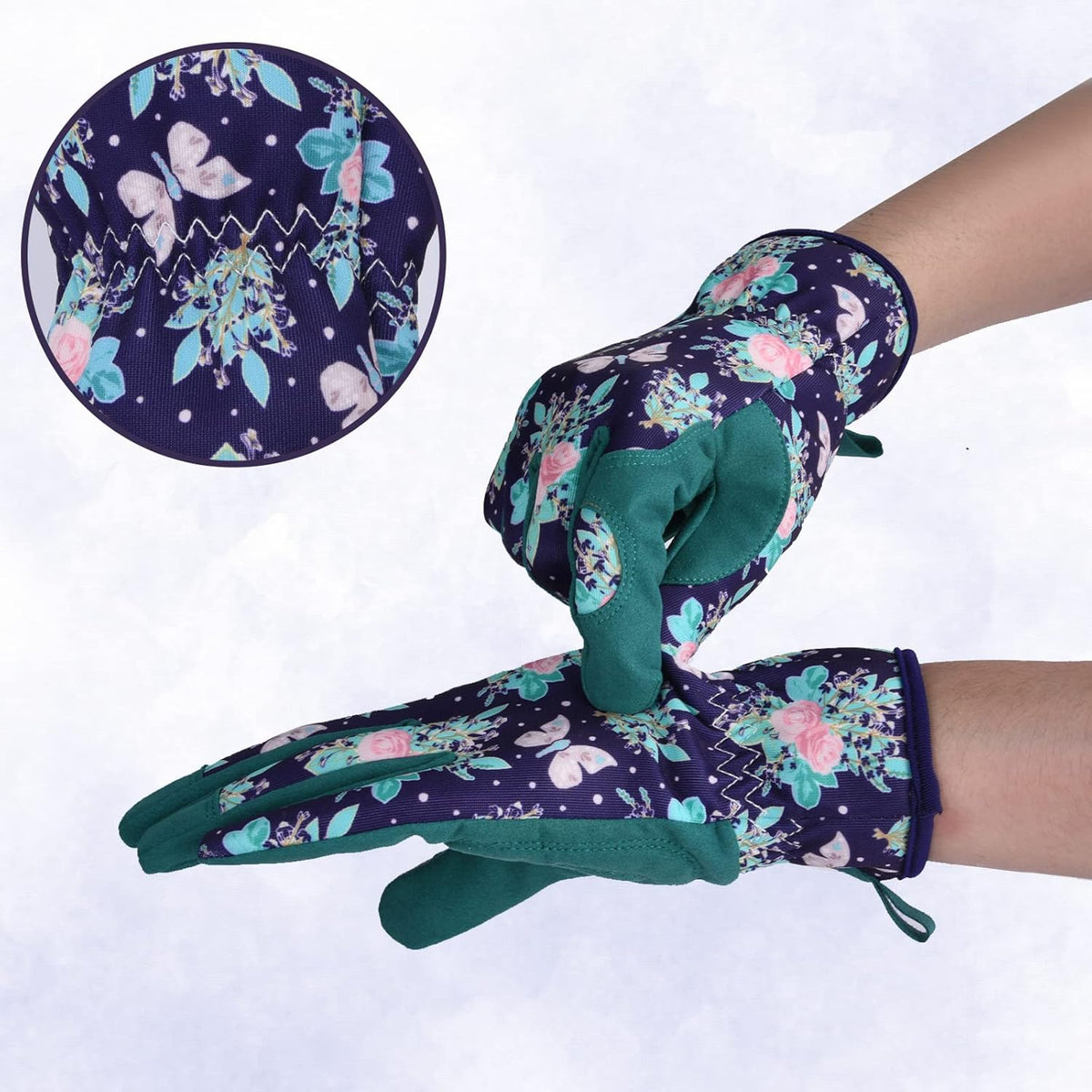 Womens Gardening Weeding Working Gloves, Leather Garden Glove for Women Thorn Proof No Stab for