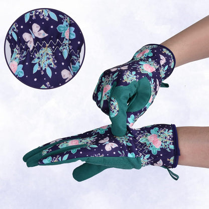 Womens Gardening Weeding Working Gloves, Leather Garden Glove for Women Thorn Proof No Stab for