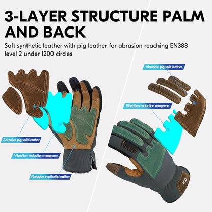 Vgo... 1-Pair Gardening Gloves Men, Safety Work Gloves, Puncture-proof, Thornproof, Touchscreen
