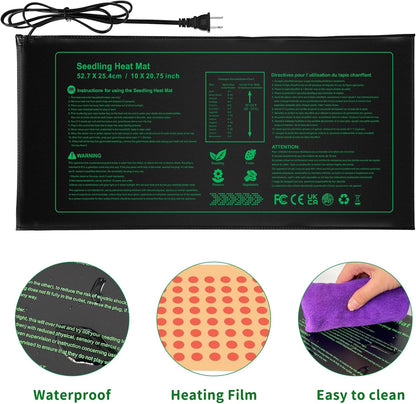 NAMOTEK Seedling Heat Mat, 10" x 20.75" Waterproof Plant Heating Mat, Warm Hydroponic Heating Pad