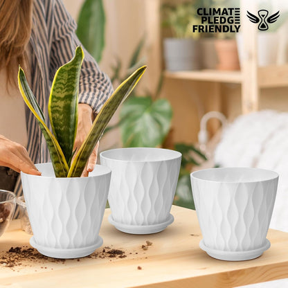 6 inch Plant Pots, 5 Pack Flower Pots Outdoor Indoor, Planters with Drainage Hole and Tray
