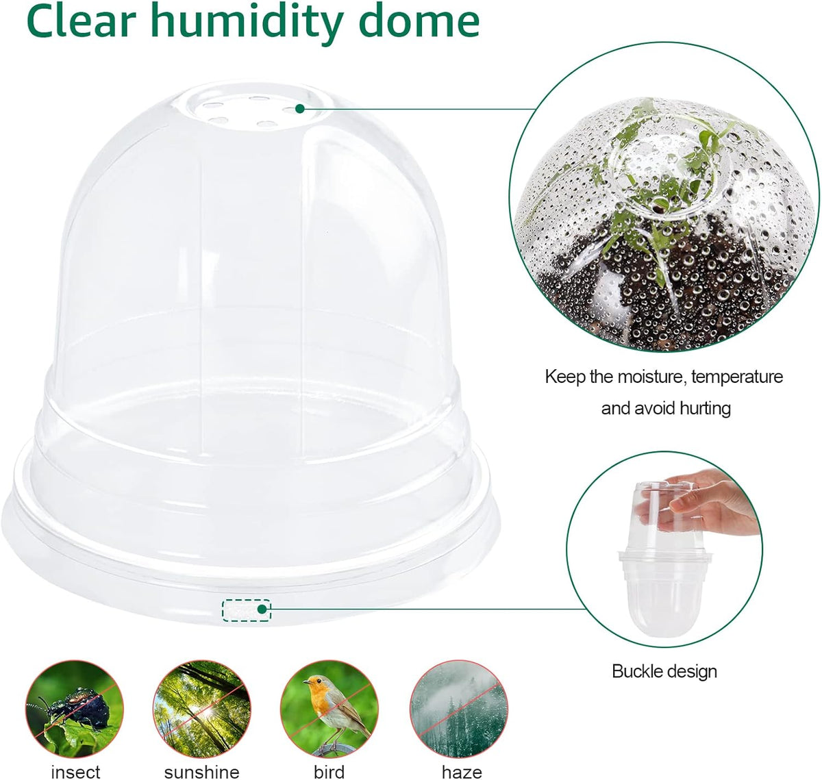 30 Packs 4 Inch Reinforced Clear Nursery Pots with Humidity Dome, Transparent Variety Pack Plastic