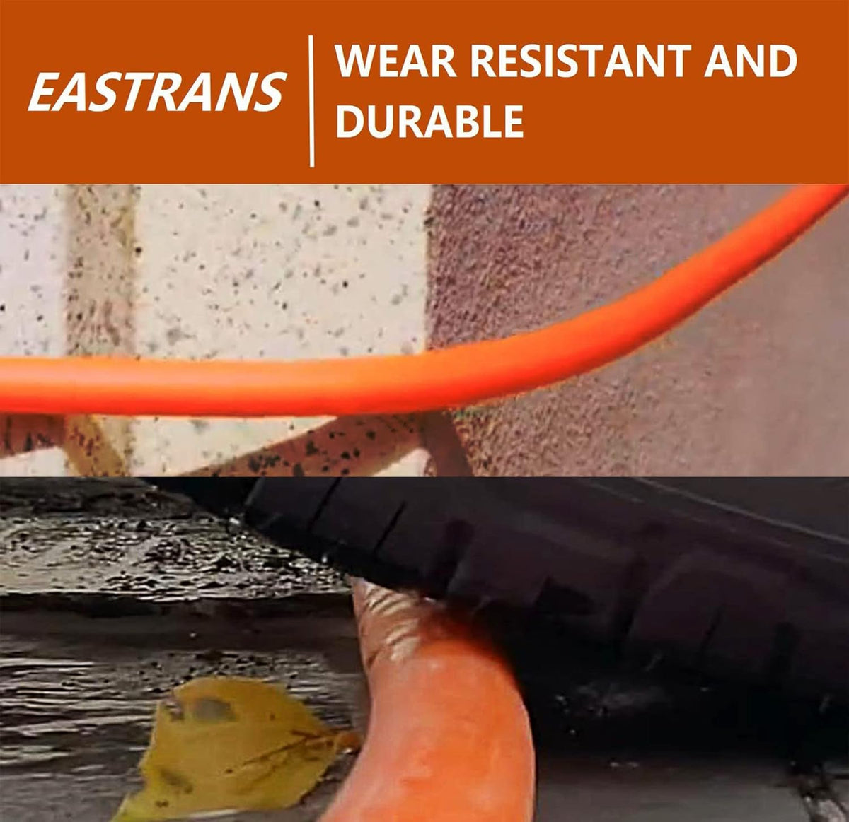 EASTRANS Short Garden Hose 10 ft x 5/8", Heavy Duty Orange Water Hose with 3/4" Solid Brass