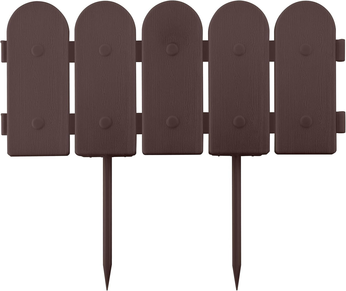 Evelyne Garden Border Plastic Edging: Wooden Fence Design - 8pcs Brown Yard Landscaping Fence Liner