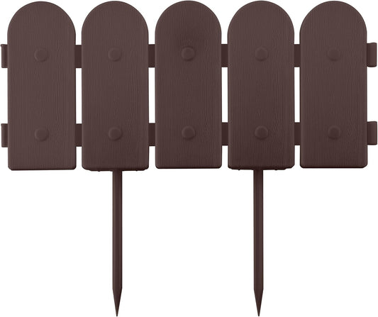 Evelyne Garden Border Plastic Edging: Wooden Fence Design - 8pcs Brown Yard Landscaping Fence Liner