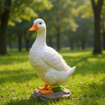 Elenon Goose Statue Garden Decorative, 11 inch High Adorable Flower Bed Outdoor Decor, Yard Patio