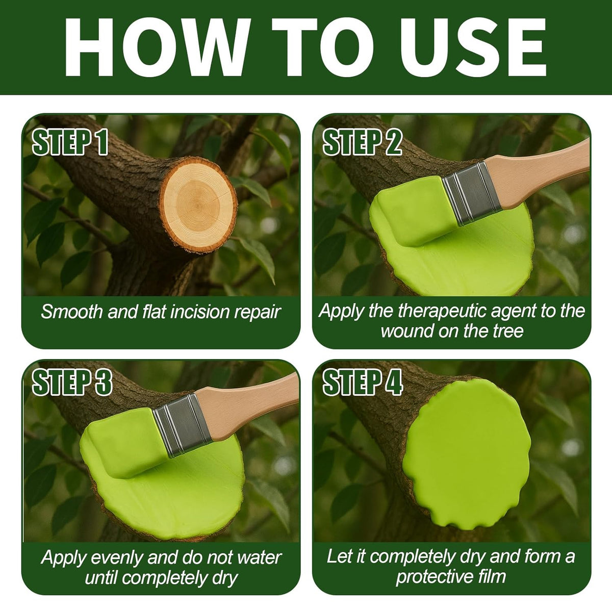 Tree Wound Sealer, 500g Tree Wound Dressing Grafting Wax with Brush, Rapid Protective Film Forming