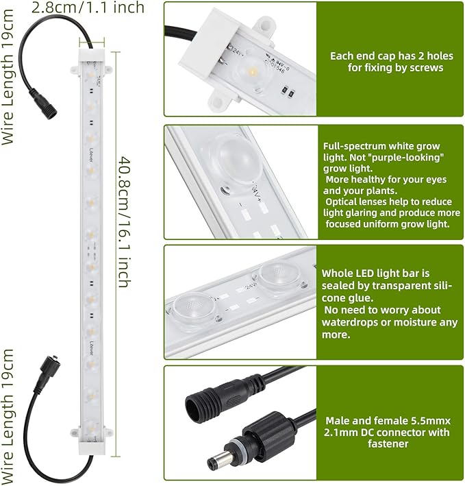 Litever Grow LED Light Strip Kits for Plants, 45W, Full Spectrum White Grow Lights, Easy