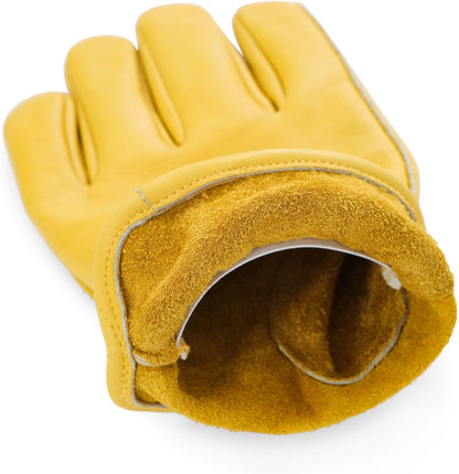 Leather Work Gloves for Men & Women, Reinforced Durable Gardening Gloves,Cowhide Work