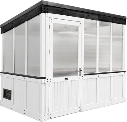 Backyard Discovery Willow 9' x 6' White Cedar Wood and Polycarbonate Walk-in Greenhouse Kit with