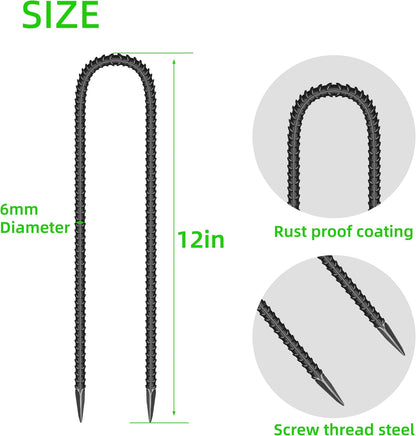 11 Pieces 12-Inch Garden Ground Stakes Galvanized Steel U Shape Hook Rebar Stake - Heavy Duty