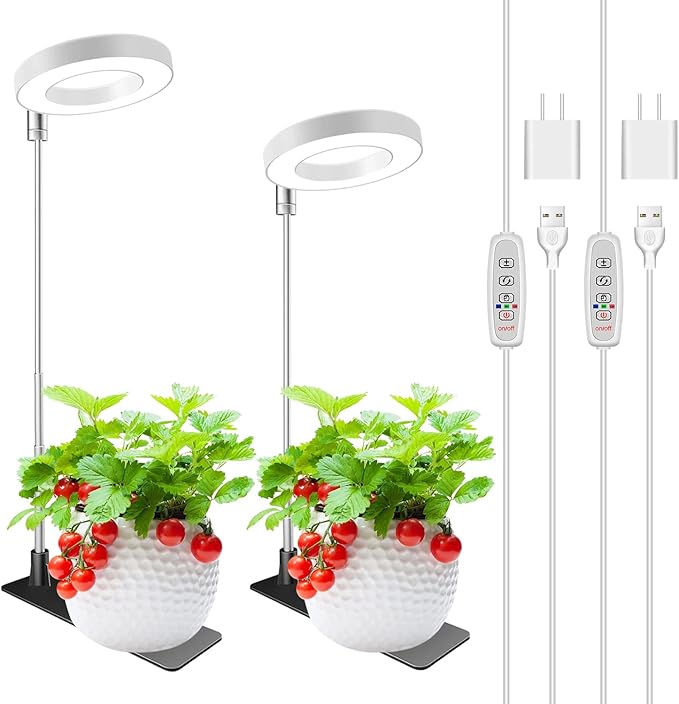 Grow Lights for Indoor Plants, Full Spectrum Halo Growing lamp with Detachable Base, Height
