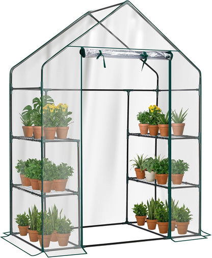 Outvita Walk-in Greenhouse, Outdoor Durable PVC Plant Green House for Frost Protection with 3 Tiers