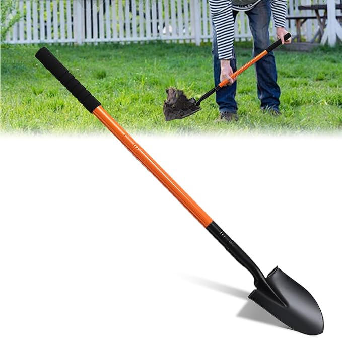 Small Shovel for Digging with Metal Handle, 43.7 Inch Heavy Duty Garden Shovel, Trench Shovels