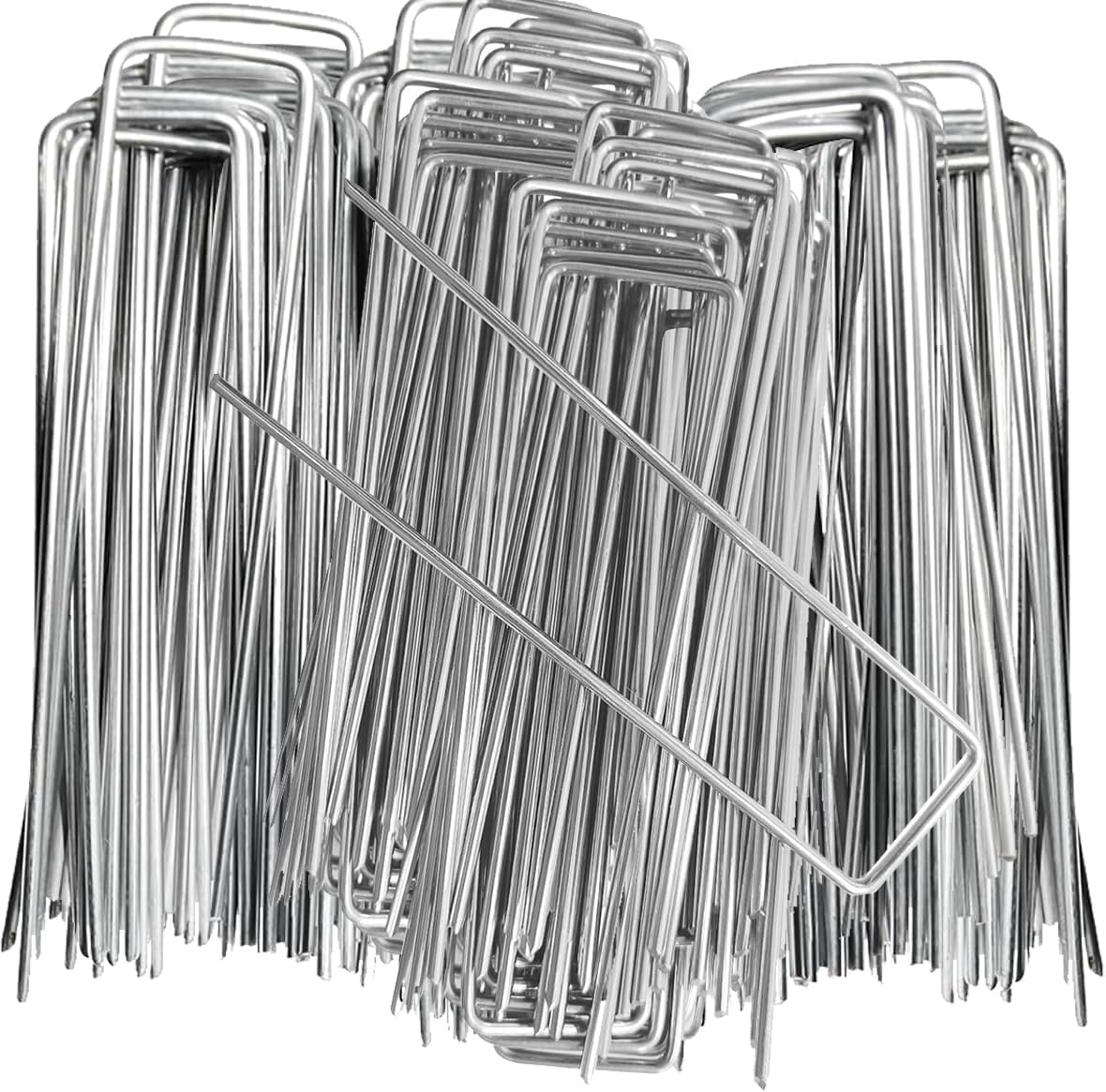 100 Pieces 6 Inch 11 Gauge Galvanized Landscape Staples,Stakes for Outdoor Decorations, Anti-Rust