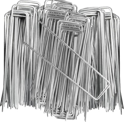 100 Pieces 6 Inch 11 Gauge Galvanized Landscape Staples,Stakes for Outdoor Decorations, Anti-Rust
