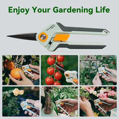 PrunePro Garden Scissors Pruning Shears Sharp Stainless Steel Non-Stick Teflon Coating Blade for