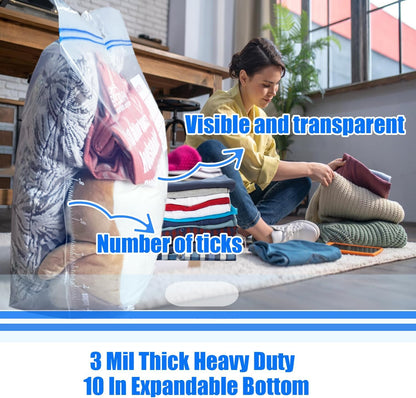 25 Gallon Jumbo Storage Bags with Handle, 30 Counts | Double Zipper Seal | Expandable Bottom