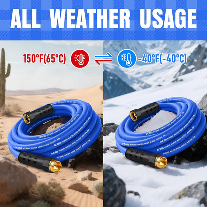 Heavy Duty Garden Hose 75 ft, Non-Expanding Flexible Water Hose, Kink Resistant Lightweight Hybrid
