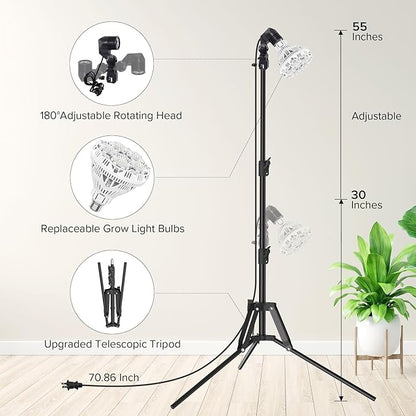 SANSI Grow Lights for Indoor Plants, 4 Dimmable Levels 30W Full Spectrum Plant Lights for Indoor