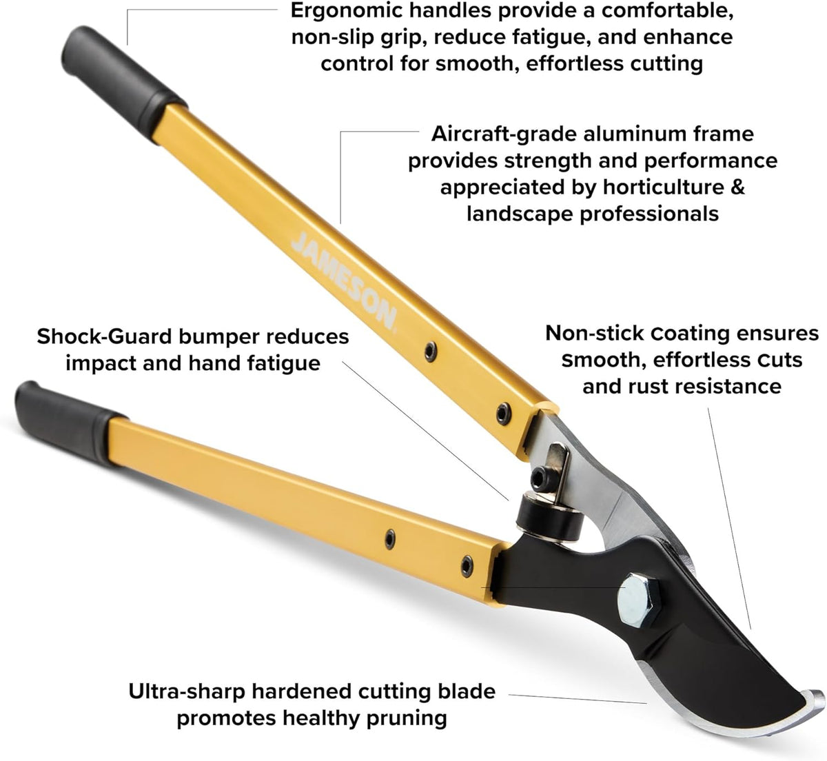 Jameson Professional 27" Bypass Lopper | 1-3/8" Cutting Capacity | Non-Stick Blade | Aircraft-Grade