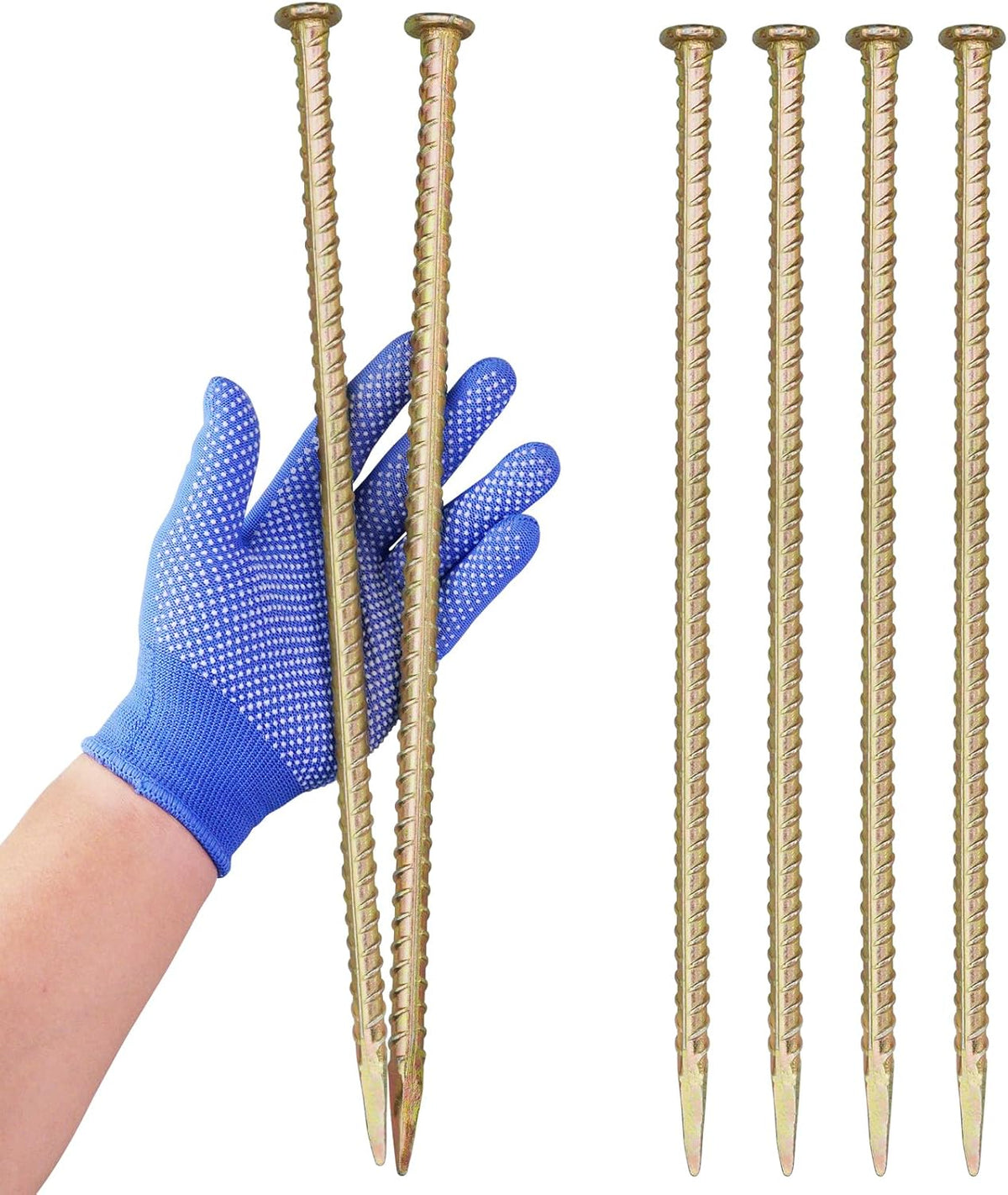 16 Inch Rebar Stakes - 1/2 Inch Diameter Galvanized Steel Ground Anchors - Heavy Duty Plant Support