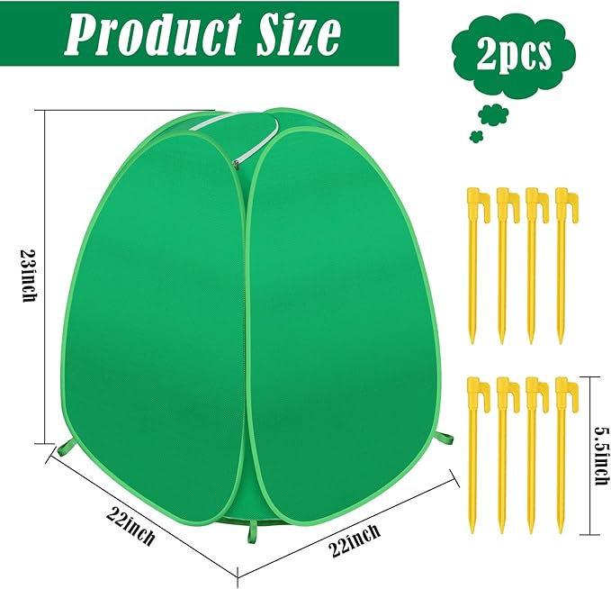 2 Pack Plant Covers Freeze Protection, Pop Up Shrub Frost Covers for Outdoor Plants Warm Plant