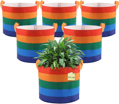6 Pack 10 Gallon Grow Bags, Heavy Duty Thickened Colorful Nonwoven Plant Fabric Pots with Handles