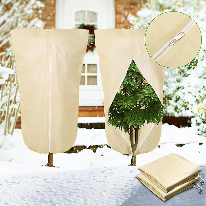 2 Pack 32"x24" Winter Plant Cover Freeze Protection Frost Cloth Blankets, 3 oz/yd² Frost Covers
