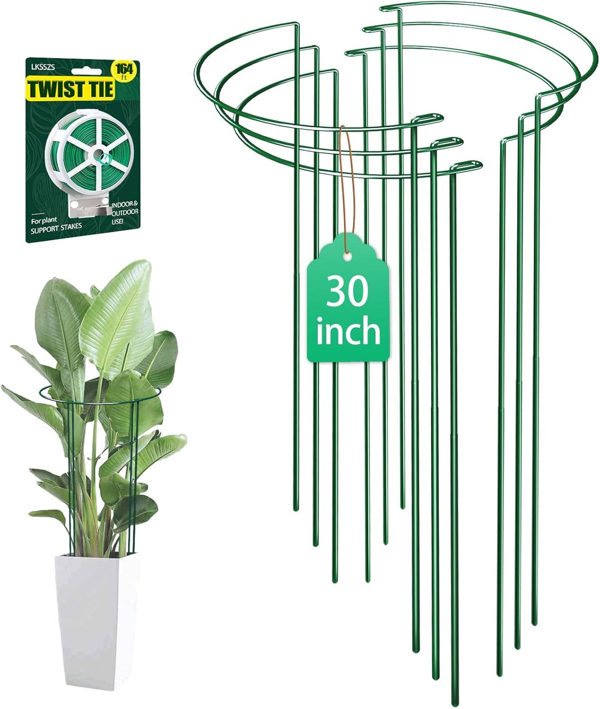 6 Pack 30 inch Plant Support Stakes, Heavy-Duty Half Round Peony Support, Garden Plant Stakes Cage