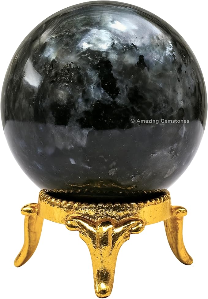 Amazing Gemstone Larvikite Crystal Ball with Stand - 2" Inches Crystal Sphere Meditation Balls for