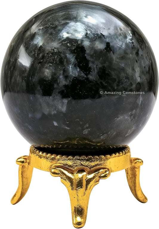 Amazing Gemstone Larvikite Crystal Ball with Stand - 2" Inches Crystal Sphere Meditation Balls for
